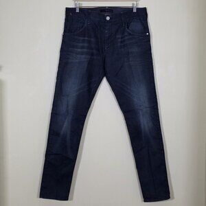 Calvin Klein Jeans Men 36x32 Navy Regular Slim Pockets Grunge Stretch Distressed